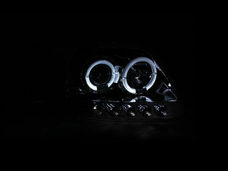 ANZO 1997.5-2003 Ford F-150 Projector Headlights w/ Halo and LED Chrome 1pc - Crew Original