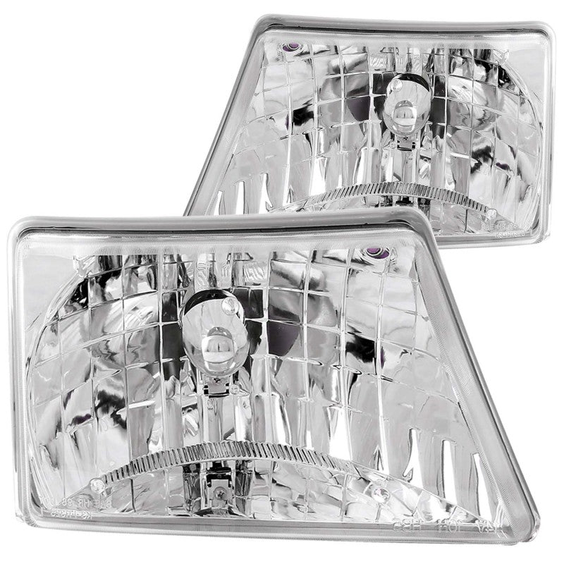 ANZO 1998-2000 Ford Ranger Crystal Headlights Chrome - Crew Original