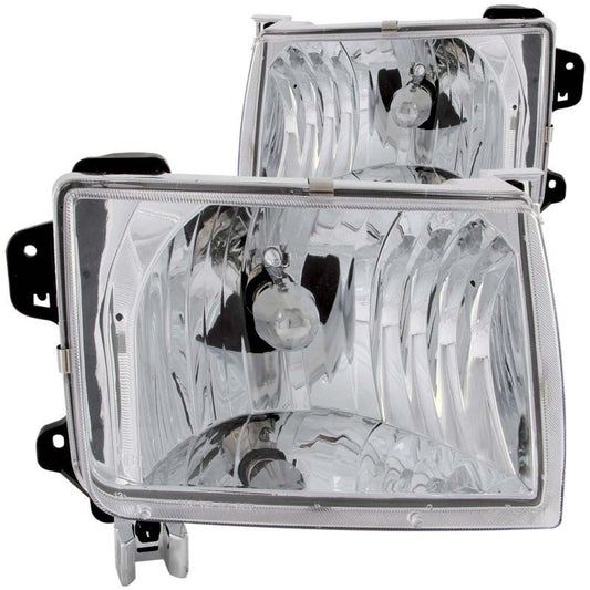 ANZO 1998-2000 Nissan Frontier Crystal Headlights Chrome - Crew Original