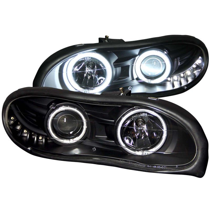 ANZO 1998-2002 Chevrolet Camaro Projector Headlights w/ Halo Black - Crew Original