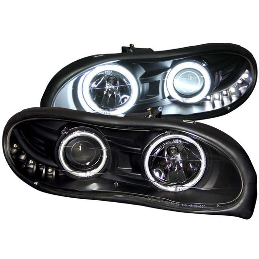 ANZO 1998-2002 Chevrolet Camaro Projector Headlights w/ Halo Black - Crew Original