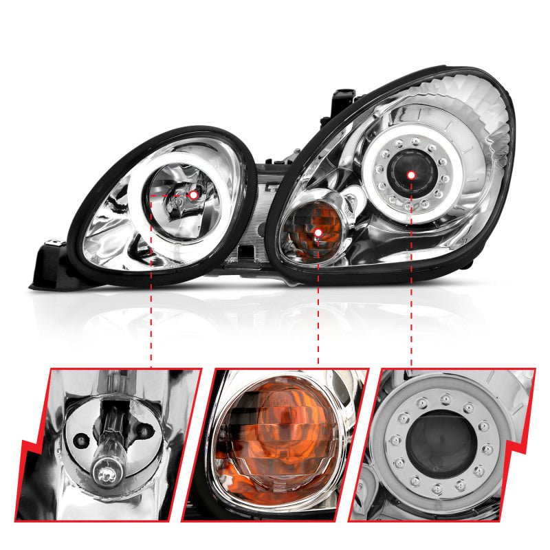 ANZO 1998-2005 Lexus Gs300 Projector Headlights w/ Halo Chrome - Crew Original