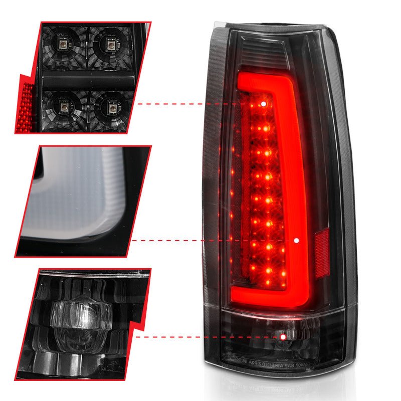 ANZO 1999-2000 Cadillac Escalade LED Taillights Black Housing Clear Lens Pair - Crew Original