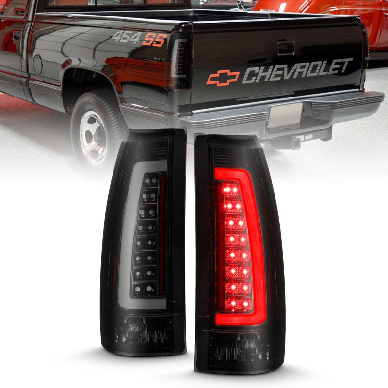 ANZO 1999-2000 Cadillac Escalade LED Taillights Black Housing Smoke Lens Pair - Crew Original