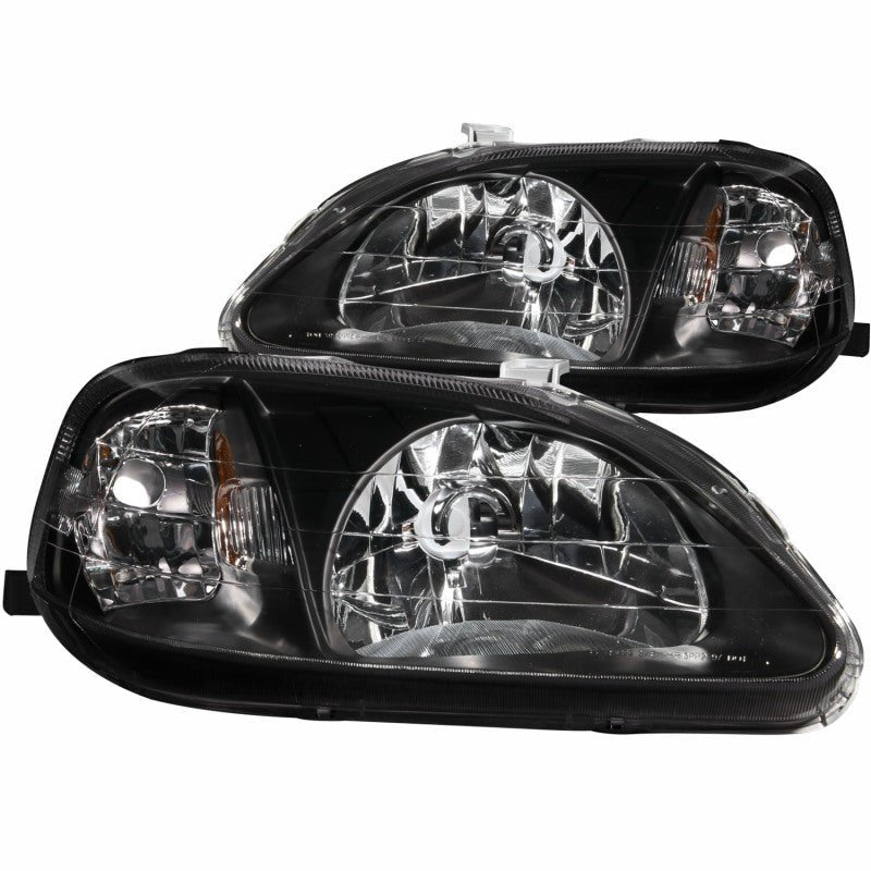 ANZO 1999-2000 Honda Civic Crystal Headlights Black - Crew Original