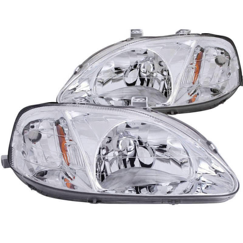 ANZO 1999-2000 Honda Civic Crystal Headlights Chrome - Crew Original