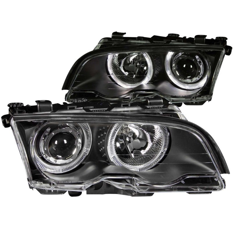 ANZO 1999-2001 BMW 3 Series E46 Projector Headlights w/ Halo Black - Crew Original