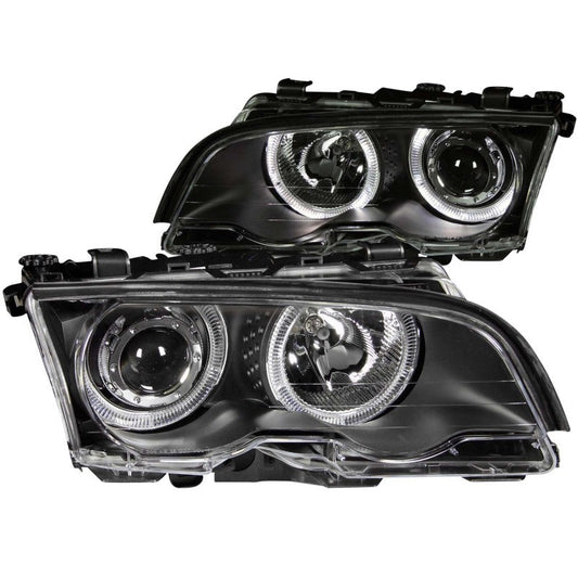 ANZO 1999-2001 BMW 3 Series E46 Projector Headlights w/ Halo Black - Crew Original