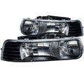 ANZO 1999-2002 Chevrolet Silverado 1500 Crystal Headlights Black - Crew Original