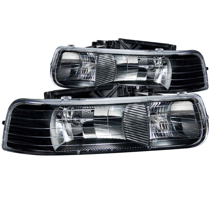 ANZO 1999-2002 Chevrolet Silverado 1500 Crystal Headlights Black - Crew Original