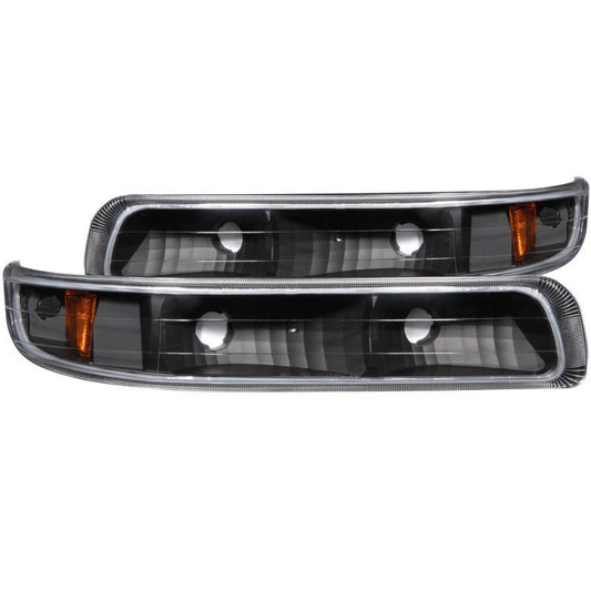 ANZO 1999-2002 Chevrolet Silverado 1500 Euro Parking Lights Black w/ Amber Reflector - Crew Original