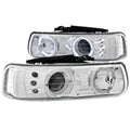 ANZO 1999-2002 Chevrolet Silverado 1500 Projector Headlights w/ Halo Chrome - Crew Original