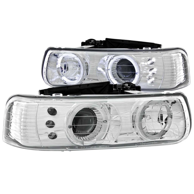 ANZO 1999-2002 Chevrolet Silverado 1500 Projector Headlights w/ Halo Chrome - Crew Original