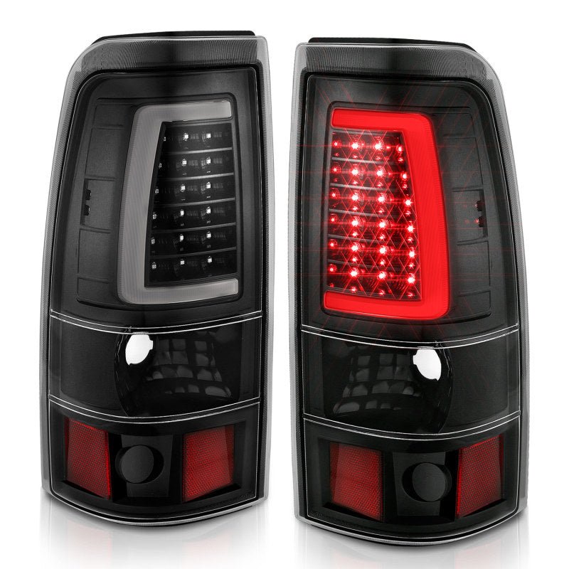 ANZO 1999-2002 Chevy Silverado 1500 LED Taillights Plank Style Black w/Clear Lens - Crew Original