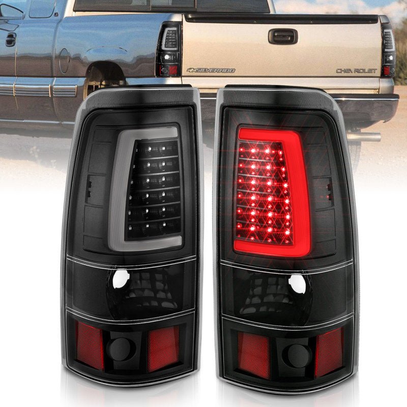 ANZO 1999-2002 Chevy Silverado 1500 LED Taillights Plank Style Black w/Clear Lens - Crew Original