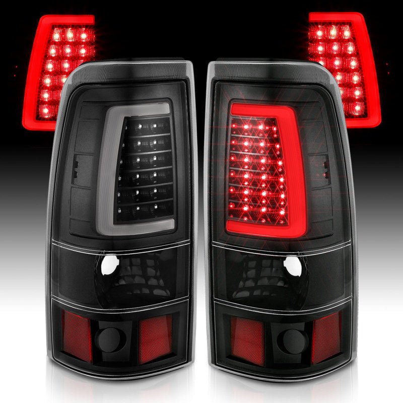 ANZO 1999-2002 Chevy Silverado 1500 LED Taillights Plank Style Black w/Clear Lens - Crew Original