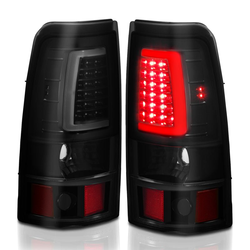 ANZO 1999-2002 Chevy Silverado 1500 LED Taillights Plank Style Black w/Smoke Lens - Crew Original