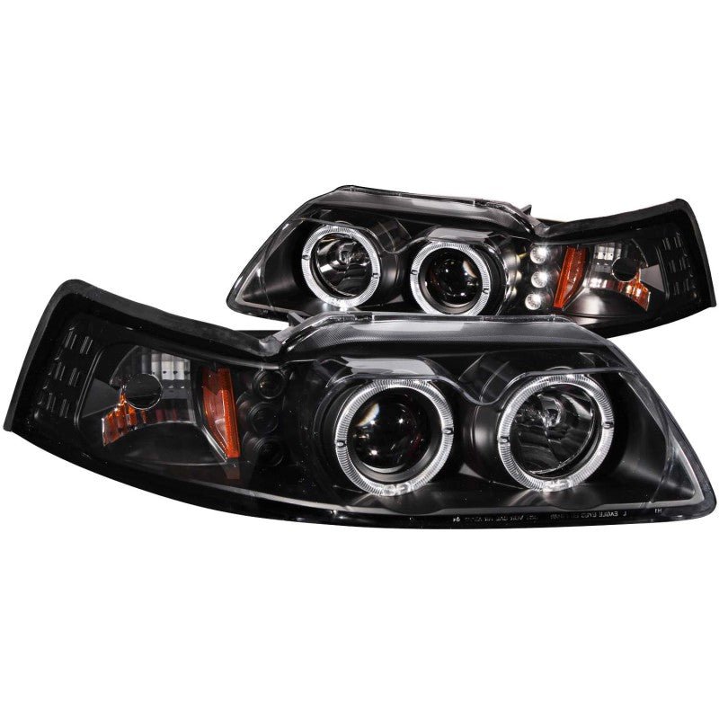 ANZO 1999-2004 Ford Mustang Projector Headlights Black G2 (Dual Projector) - Crew Original