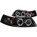 ANZO 1999-2004 Ford Mustang Projector Headlights Black G2 (Dual Projector) - Crew Original