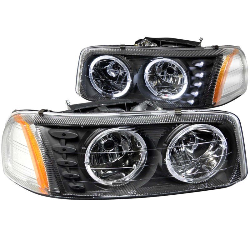 ANZO 1999-2006 Gmc Sierra 1500 Crystal Headlights w/ Halo and LED Black - Crew Original