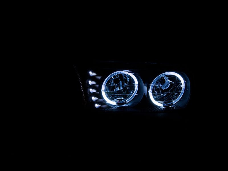 ANZO 1999-2006 Gmc Sierra 1500 Crystal Headlights w/ Halo and LED Black - Crew Original