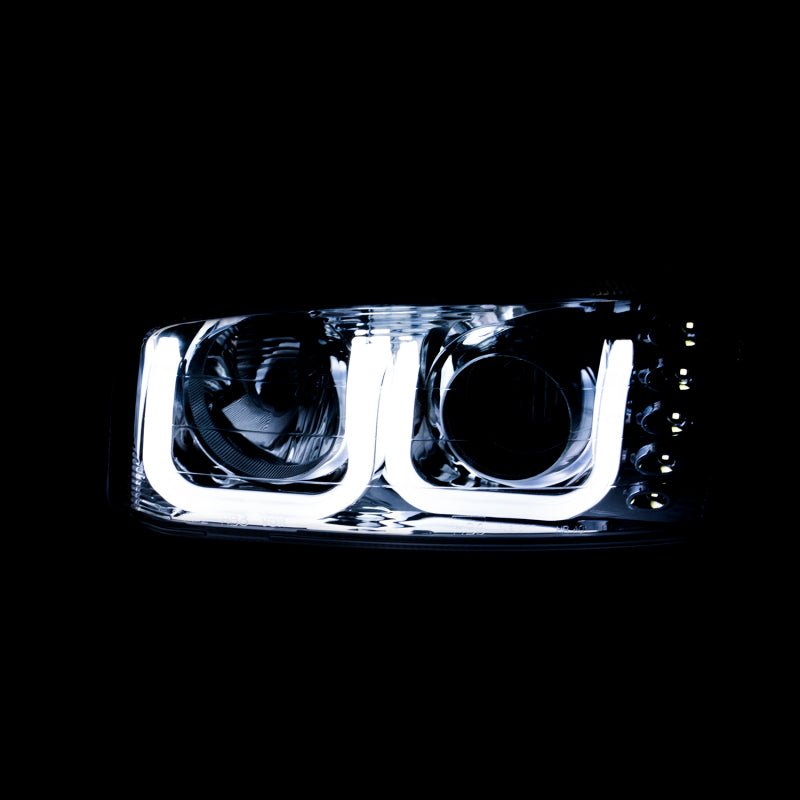 ANZO 1999-2006 Gmc Sierra 1500 Projector Headlights w/ U-Bar Black - Crew Original