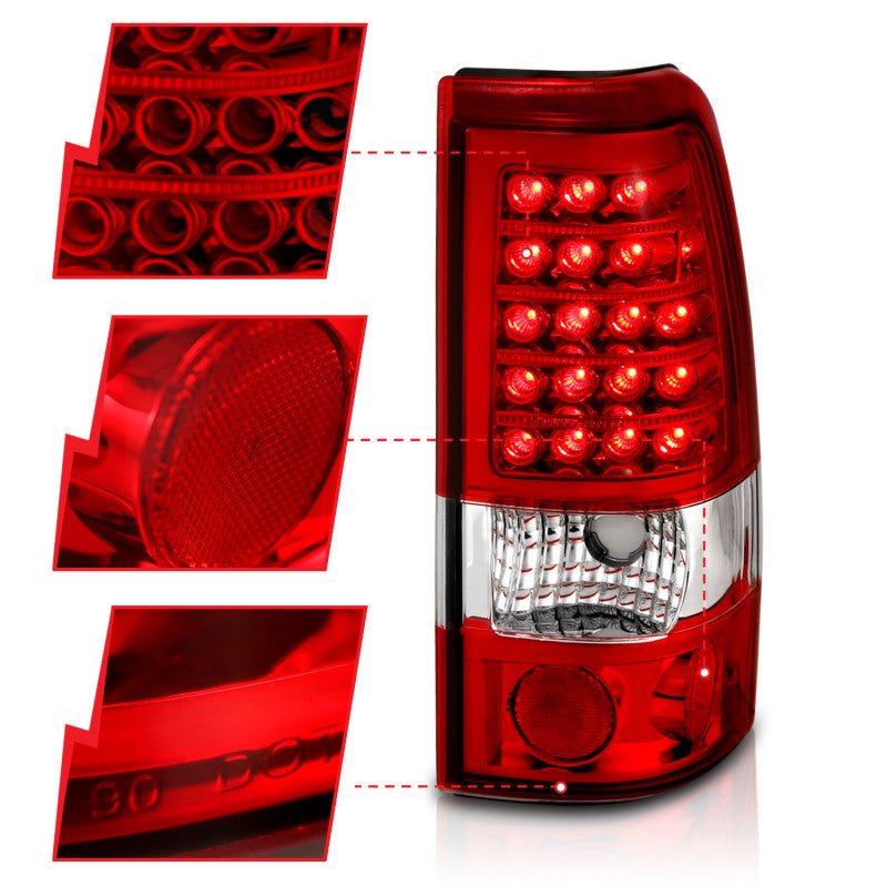 ANZO 1999-2007 Chevrolet Silverado 1500 LED Taillights Red/Clear - Crew Original