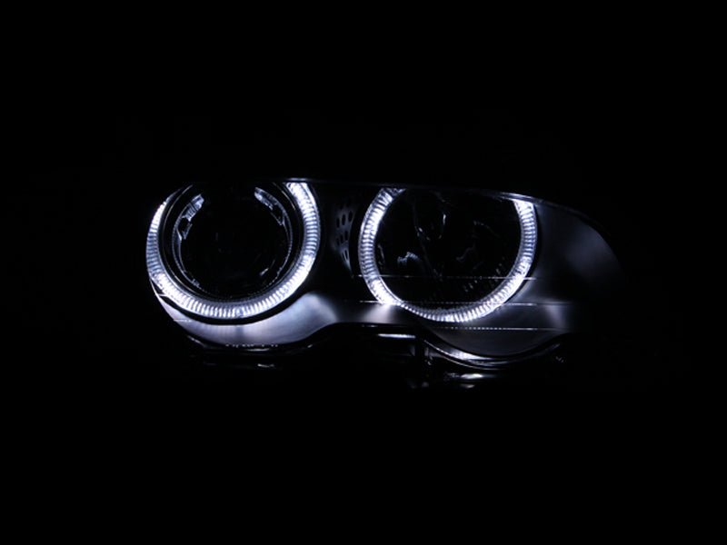 ANZO 2000-2003 BMW 3 Series E46 Projector Headlights w/ Halo Black - Crew Original