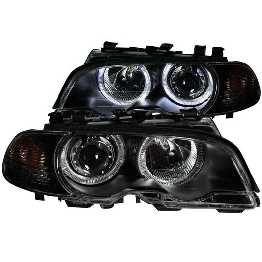 ANZO 2000-2003 BMW 3 Series E46 Projector Headlights w/ Halo Black - Crew Original