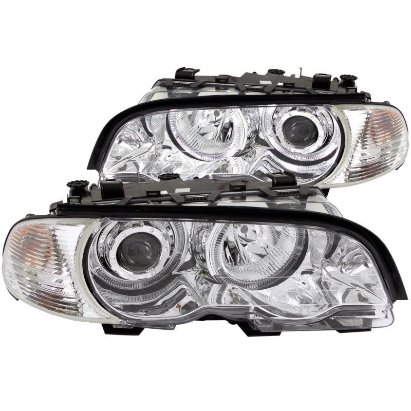 ANZO 2000-2003 BMW 3 Series E46 Projector Headlights w/ Halo Chrome - Crew Original