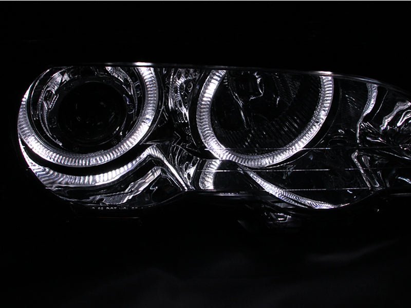 ANZO 2000-2003 BMW 3 Series E46 Projector Headlights w/ Halo Chrome - Crew Original