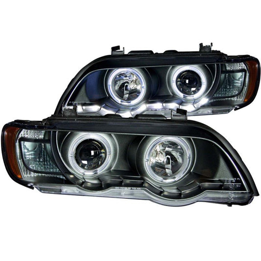 ANZO 2000-2003 BMW X5 Projector Headlights w/ Halo Black - Crew Original