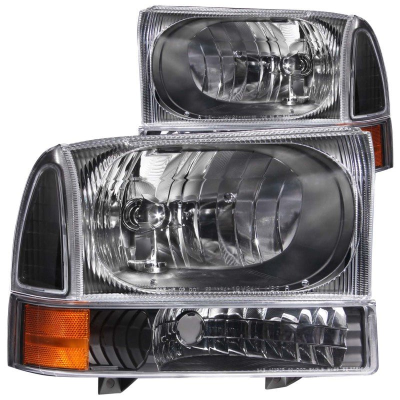 ANZO 2000-2004 Ford Excursion Crystal Headlights Black - Crew Original