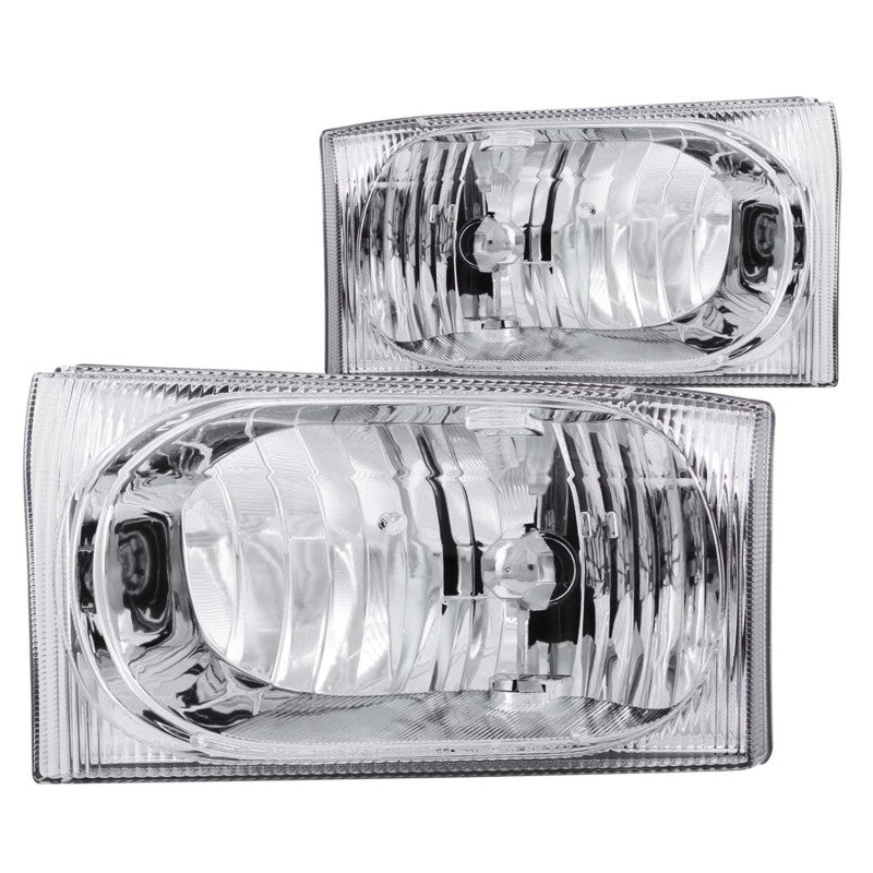 ANZO 2000-2004 Ford Excursion Crystal Headlights Chrome 2pc - Crew Original