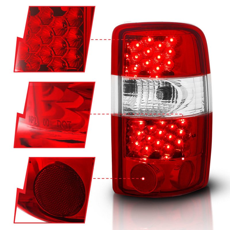 ANZO 2000-2006 Chevrolet Suburban LED Taillights Red/Clear - Crew Original