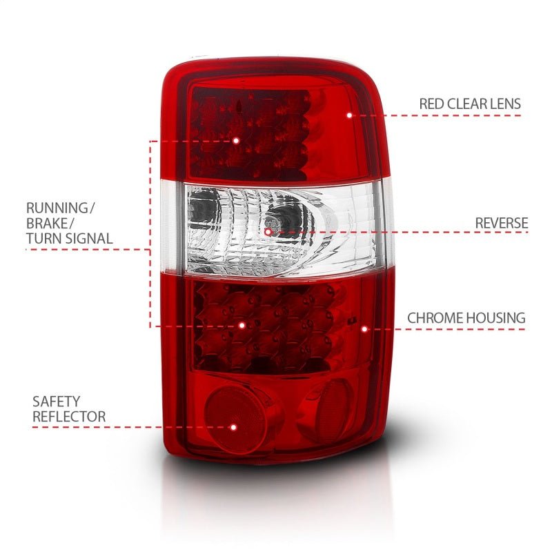 ANZO 2000-2006 Chevrolet Suburban LED Taillights Red/Clear - Crew Original