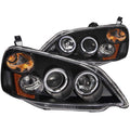 ANZO 2001-2003 Honda Civic Projector Headlights w/ Halo Black - Crew Original