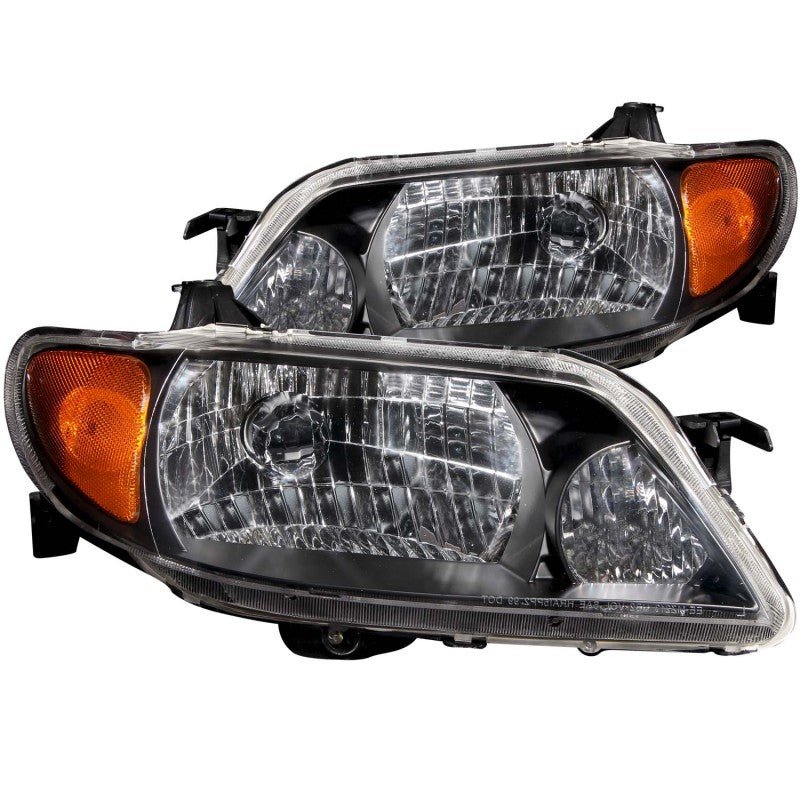 ANZO 2001-2003 Mazda Protege Crystal Headlights Black - Crew Original