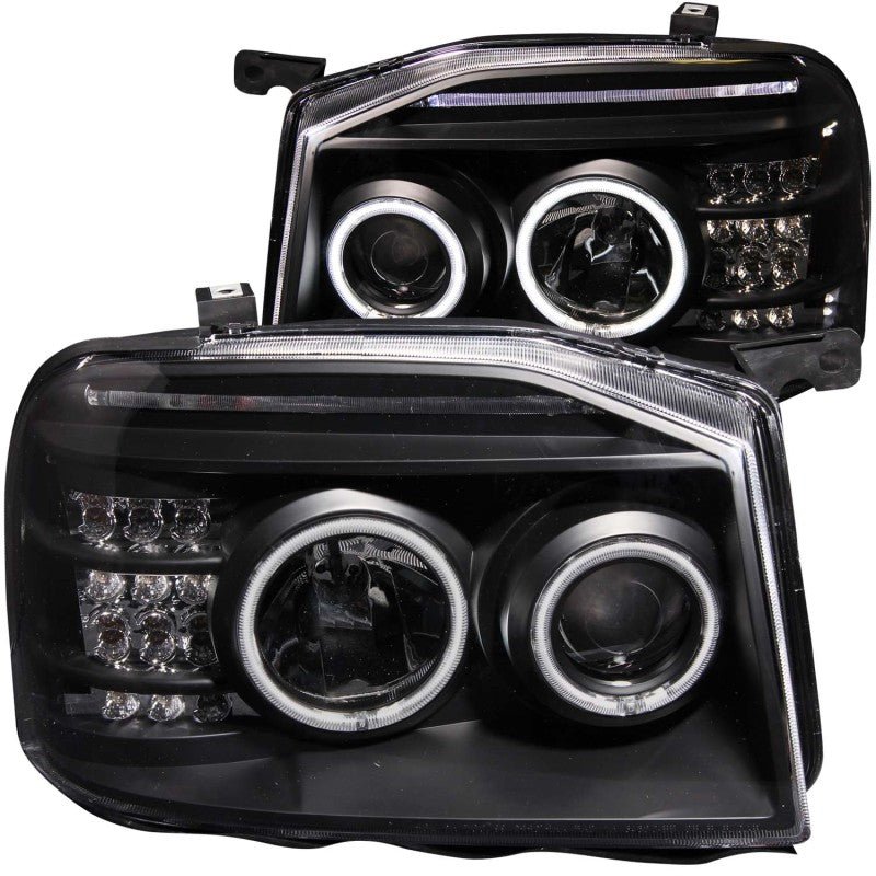 ANZO 2001-2004 Nissan Frontier Projector Headlights w/ Halo Black (CCFL) - Crew Original