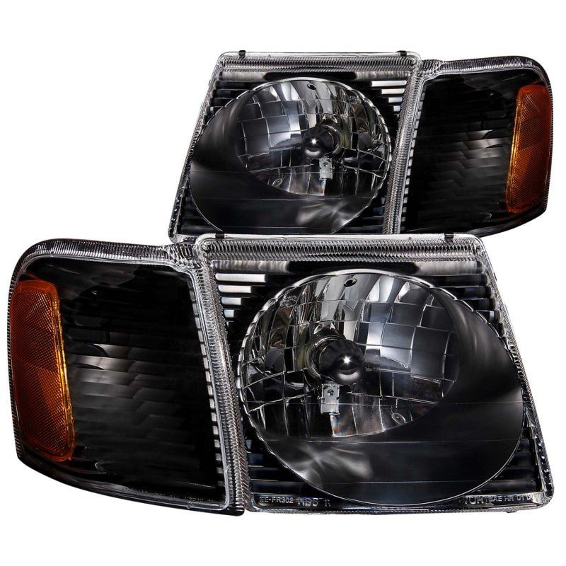 ANZO 2001-2005 Ford Explorer Crystal Headlights Black - Crew Original