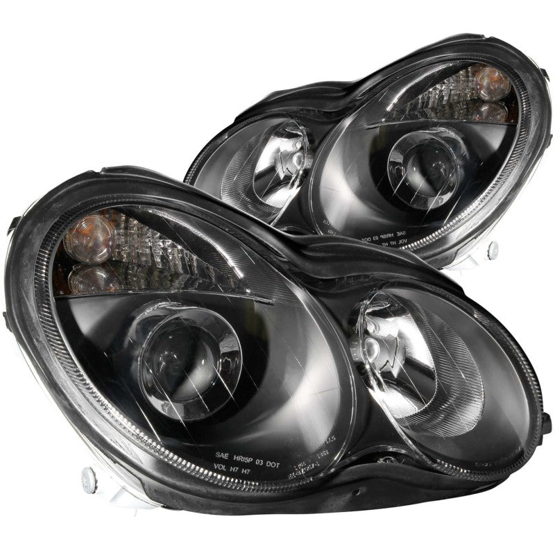 ANZO 2001-2007 Mercedes Benz C Class W203 Projector Headlights Black - Crew Original