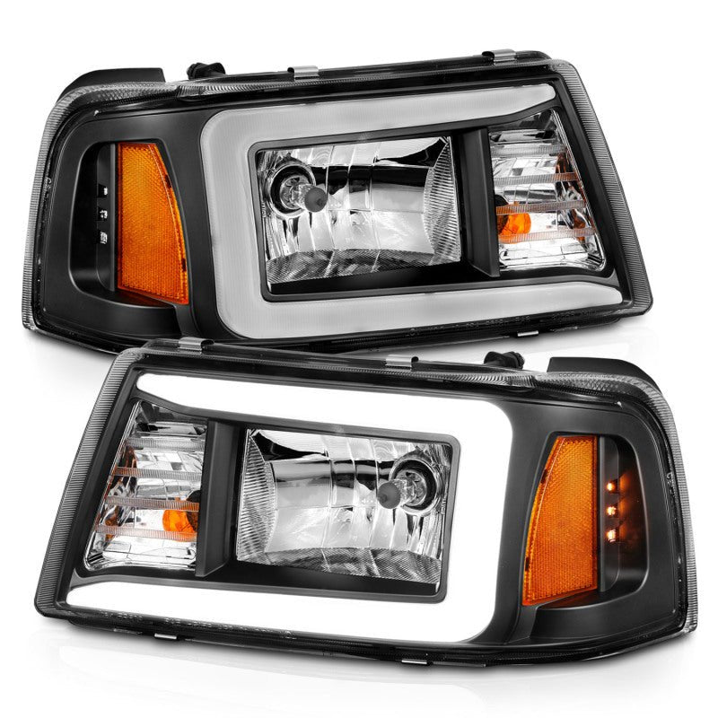 ANZO 2001-2011 Ford Ranger Crystal Headlights w/ Light Bar Black Housing - Crew Original