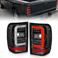 ANZO 2001-2011 Ford Ranger LED Tail Lights w/ Light Bar Black Housing Clear Lens - Crew Original