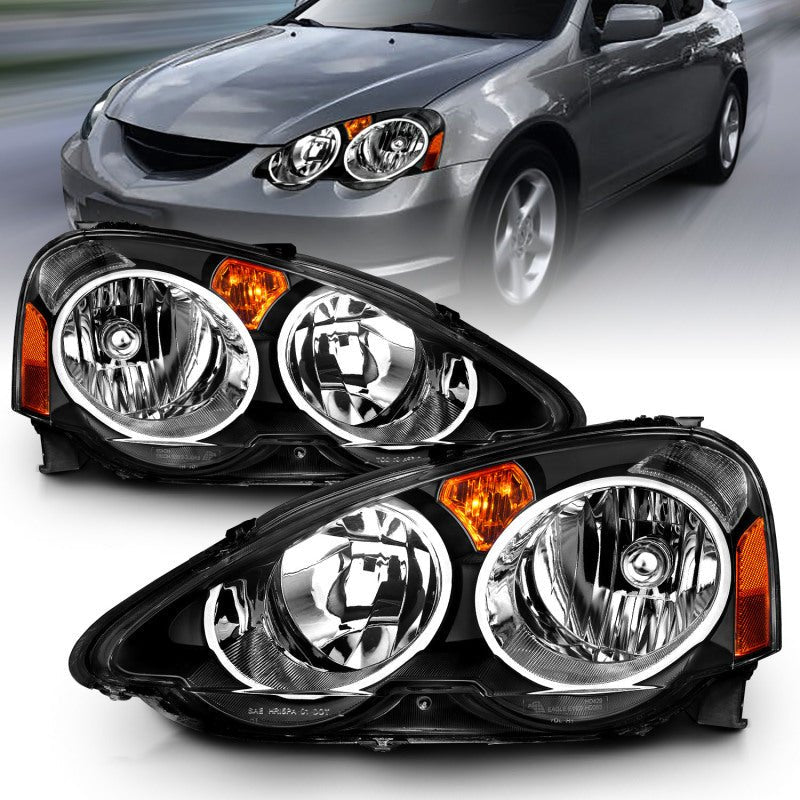 ANZO 2002-2004 Acura Rsx Crystal Headlights Black - Crew Original