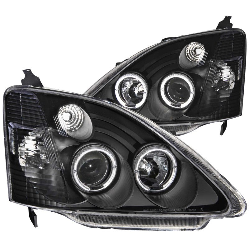 ANZO 2002-2004 Honda Civic Projector Headlights w/ Halo Black - Crew Original