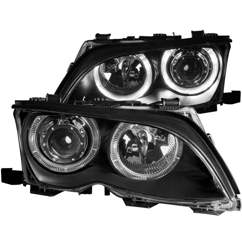 ANZO 2002-2005 BMW 3 Series E46 Projector Headlights w/ Halo Black - Crew Original