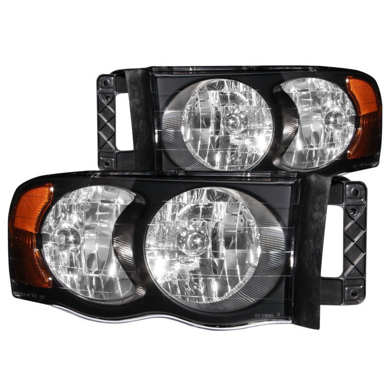 ANZO 2002-2005 Dodge Ram 1500 Crystal Headlights Black - Crew Original