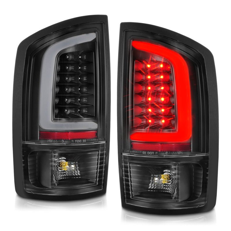 ANZO 2002-2006 Dodge Ram 1500 LED Tail Lights w/ Light Bar Black Housing Clear Lens - Crew Original