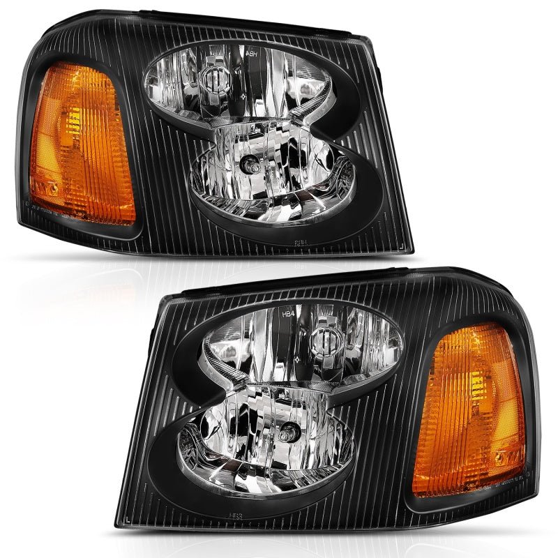 ANZO 2002-2009 Gmc Envoy Crystal Headlight Black Amber - Crew Original