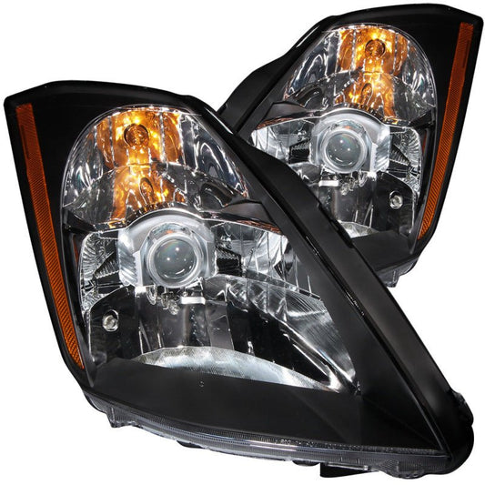 ANZO 2003-2005 Nissan 350Z Crystal Headlights Black - Crew Original